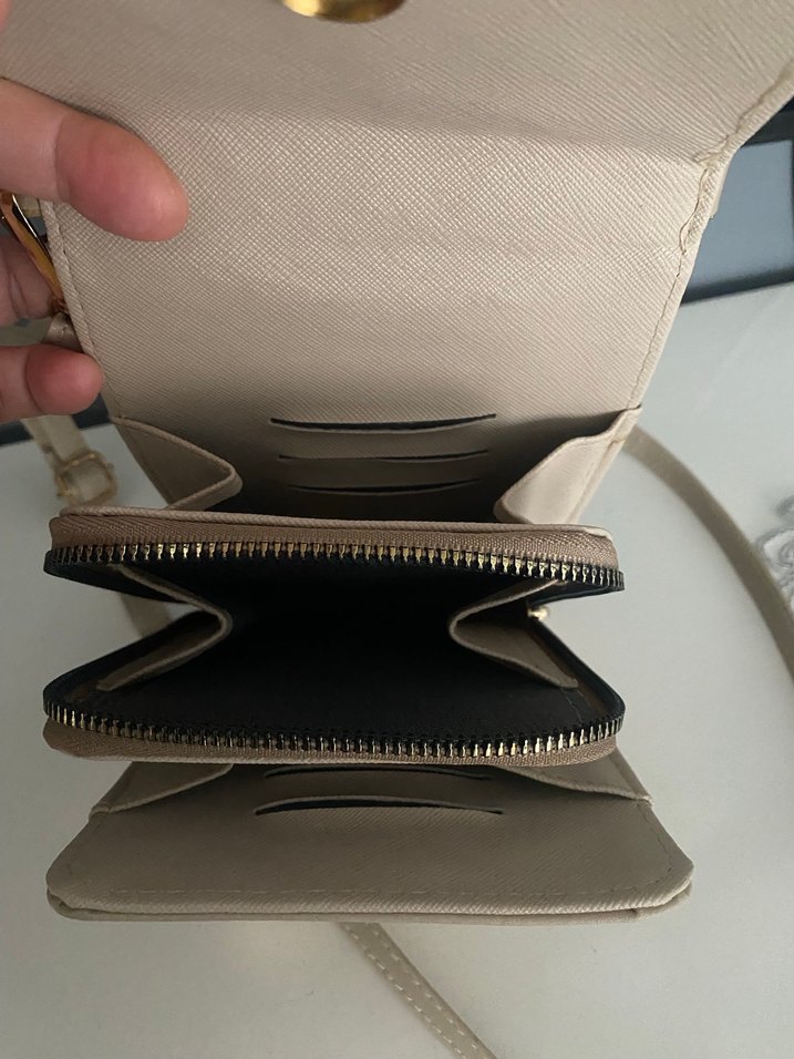 Bej suni Deri Kadın Çapraz Çanta - Görsel 4