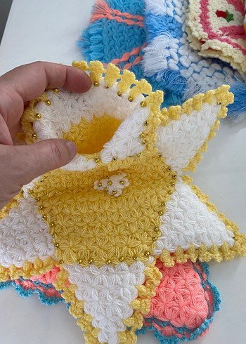 Renkli El Örgüsü Banyo lifleri 9 adet fiyatıdır - Görsel 2