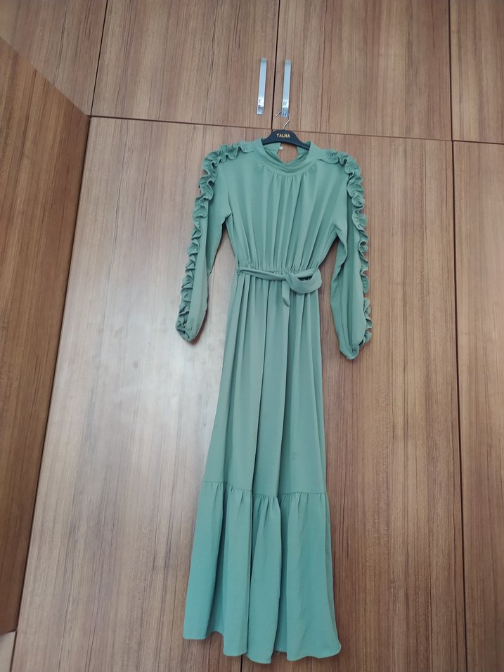 Kadın Uzun Kollu yesil Elbise - Görsel 2