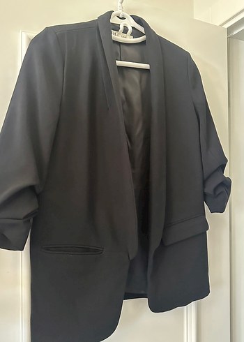 Zara Sikligin Simgesi Siyah Uzun Blazer Ceket