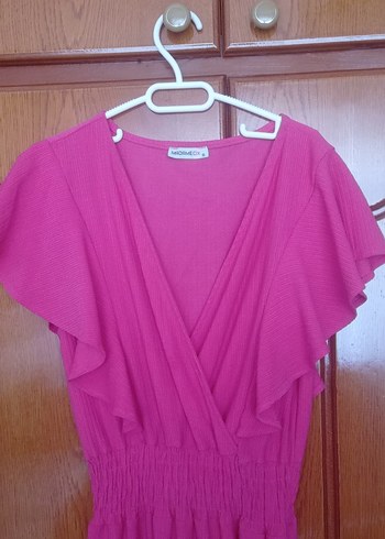 Zara Pembe Uzun Kolluksuz Bohem Elbise