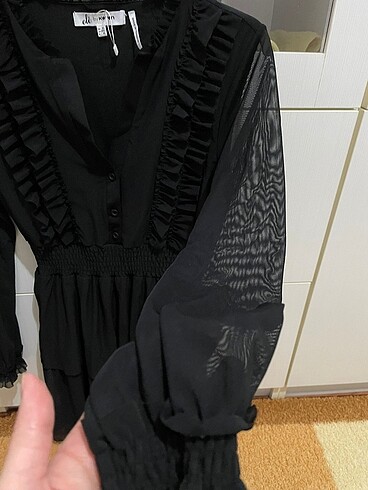 xs Beden siyah Renk Koton tül elbise