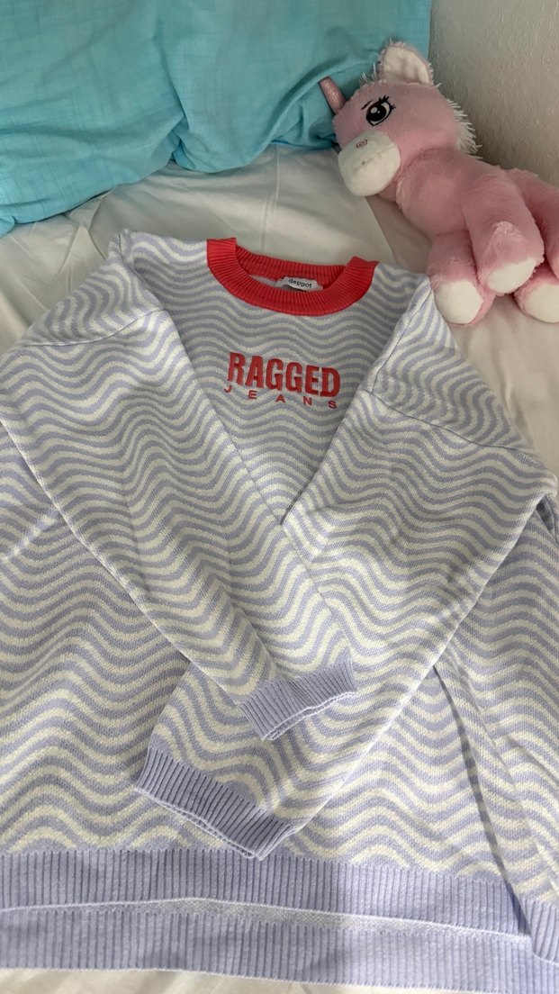 Ragged Jeans Gri Desenli Triko Kadın Kazak - Görsel 2