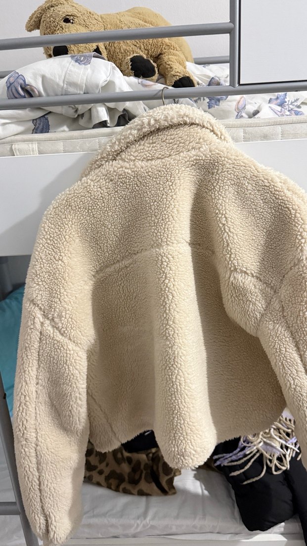 içi Leopar Desenli Bej Peluş Ceket LTB - Görsel 4