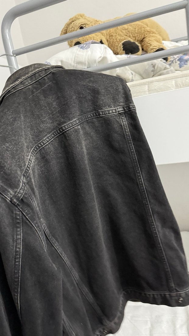 Siyah Düğmeli Kadın-erkek Denim kot Ceket - Görsel 2