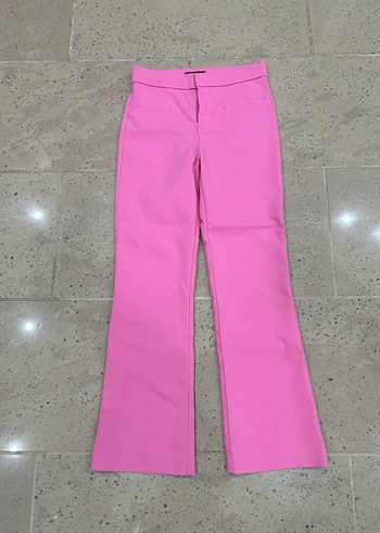 Pembe Midi Kumaş Kadın Pantolon