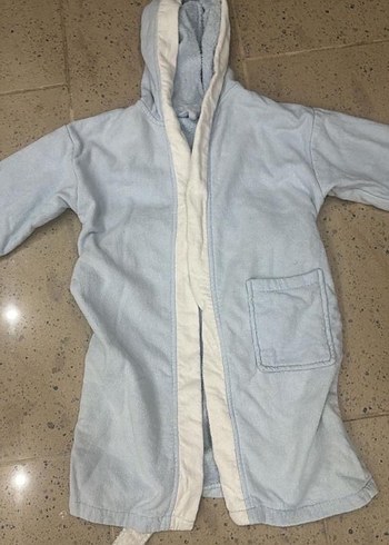 Kapüşonlu Erkek Çocuk Bornoz - Açık Mavi - Görsel 2