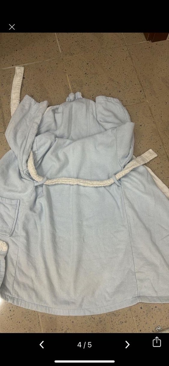 Kapüşonlu Erkek Çocuk Bornoz - Açık Mavi - Görsel 5