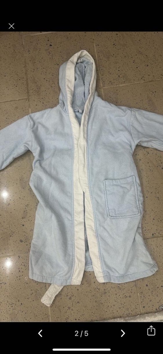 Kapüşonlu Erkek Çocuk Bornoz - Açık Mavi - Görsel 2