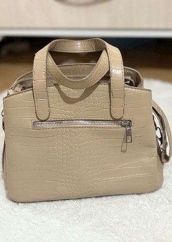 Bej Yılan Desenli Deri Kadın Çanta - Görsel 2