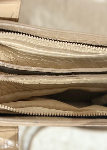 Bej Yılan Desenli Deri Kadın Çanta - Görsel 4