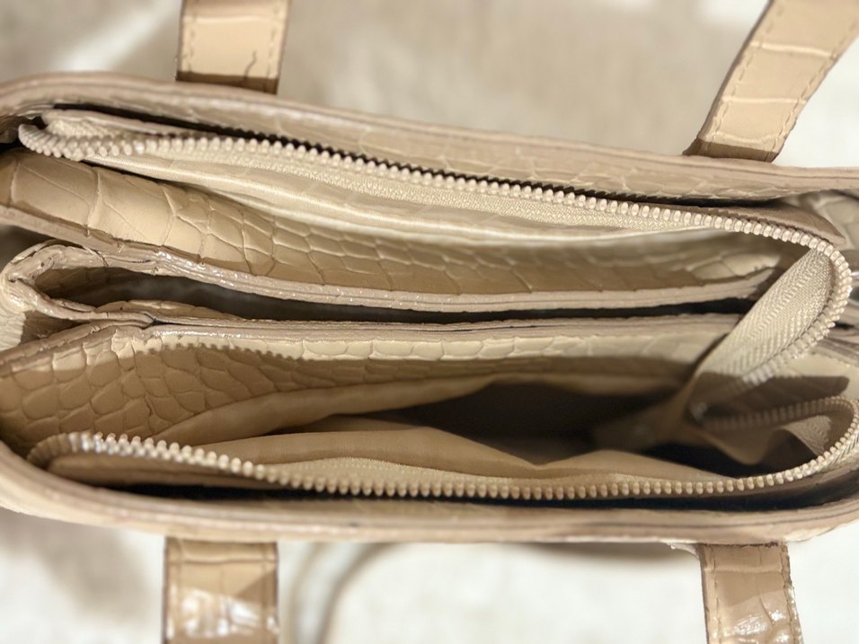 Bej Yılan Desenli Deri Kadın Çanta - Görsel 4