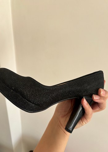 Siyah Yılan Desenli Stiletto Kadın Ayakkabı - Görsel 2