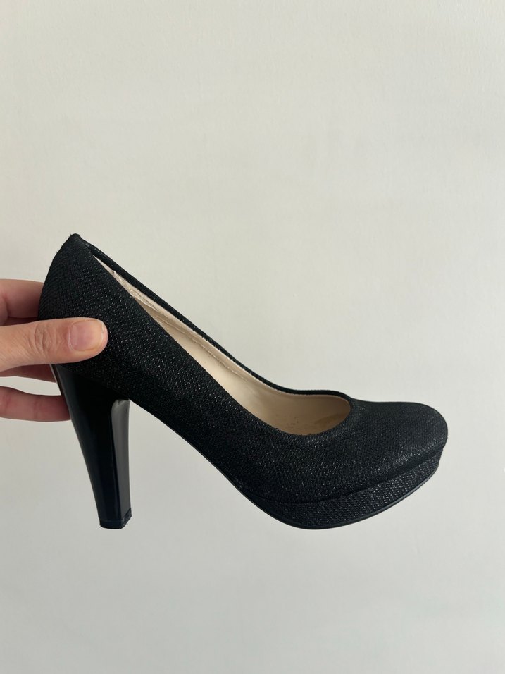 Siyah Yılan Desenli Stiletto Kadın Ayakkabı - Görsel 5