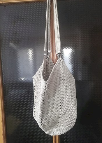 Bej Örgü Kadın Çanta