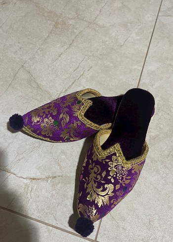 Mor Nakışlı Püsküllü Kadın Terlik - Görsel 2