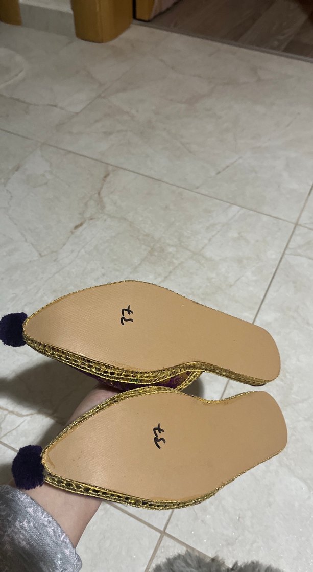 Mor Nakışlı Püsküllü Kadın Terlik - Görsel 3