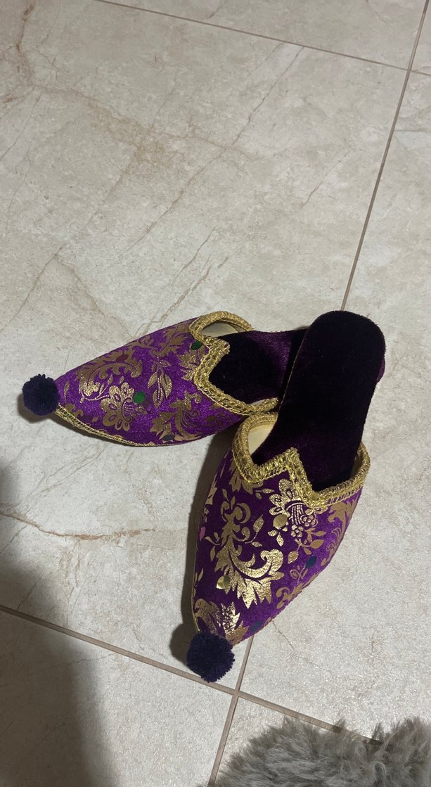 Mor Nakışlı Püsküllü Kadın Terlik - Görsel 2