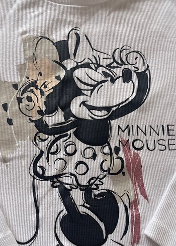 Minnie Mouse Baskılı Uzun Kollu Kız Tişörtü - Görsel 2