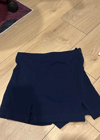 Koyu Mavi Kemerli Mini şort Etek