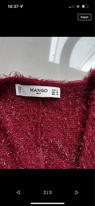 Mango Mango bordo sakallı ip crop hırka