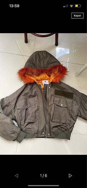 Haki mevsimlik crop mont