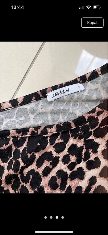 s Beden Subdued leopar tek kollu crop bluz