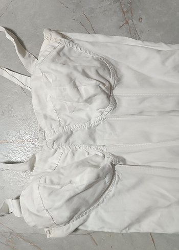 H&M Minimal Beyaz İnce Askili Elbise