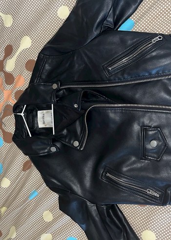 Kadın Siyah Deri Biker Ceket