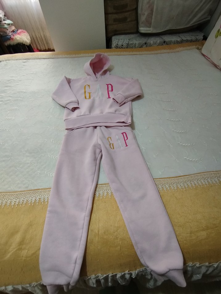 Pembe Baskılı Kız Sweatshirt ve Eşofman Takımı - Görsel 5
