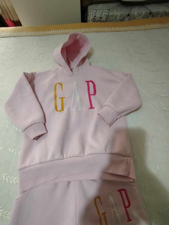 Pembe Baskılı Kız Sweatshirt ve Eşofman Takımı - Görsel 2