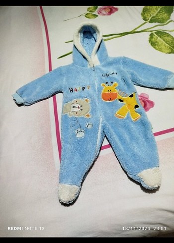 Renkli Baskılı Erkek Bebek Örgü Polar Tulumu - Görsel 3