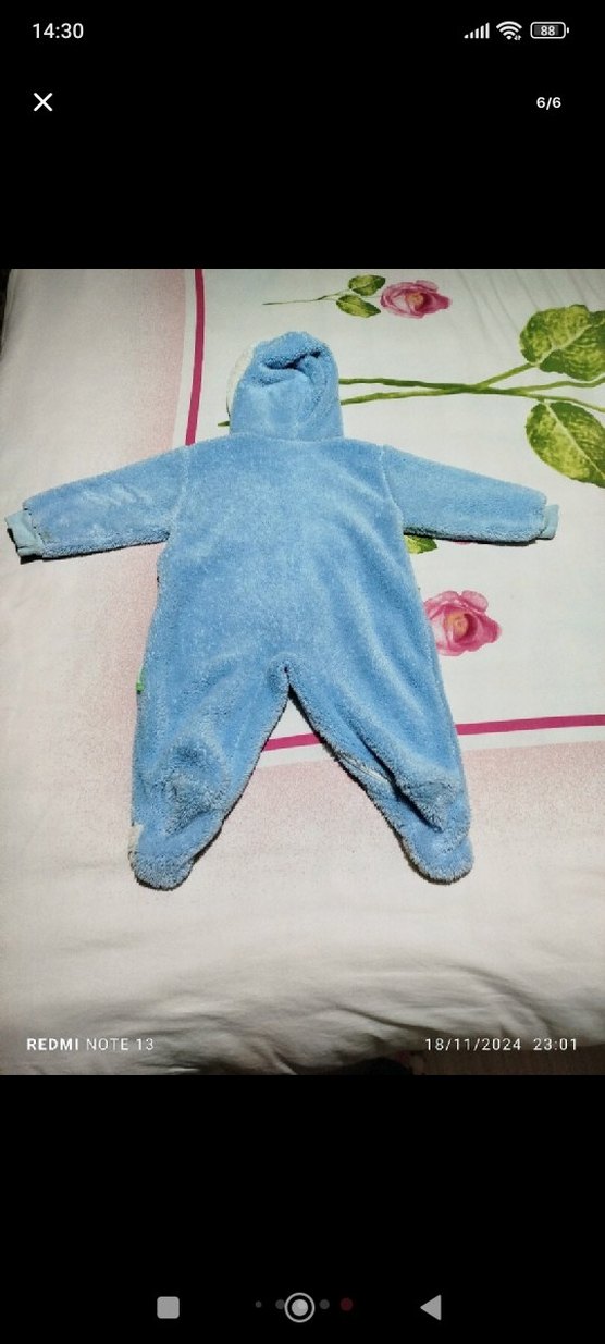 Renkli Baskılı Erkek Bebek Örgü Polar Tulumu - Görsel 5