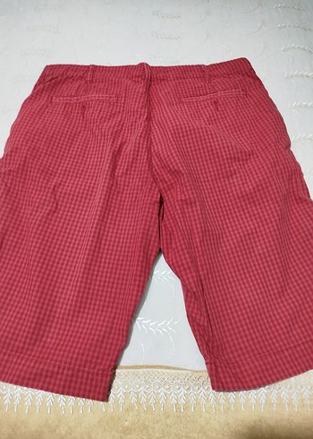 Kırmızı Parlak Düğmeli Erkek Mini Şort - Görsel 4