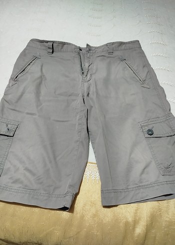 Gri Erkek Kemerli Mini Şort - Görsel 2