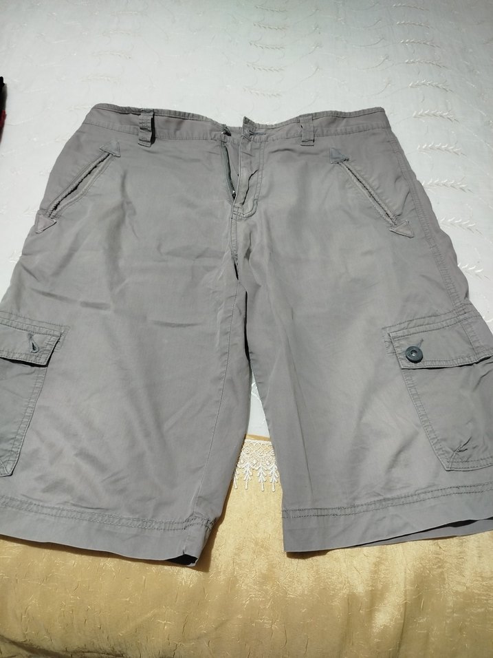 Gri Erkek Kemerli Mini Şort - Görsel 2