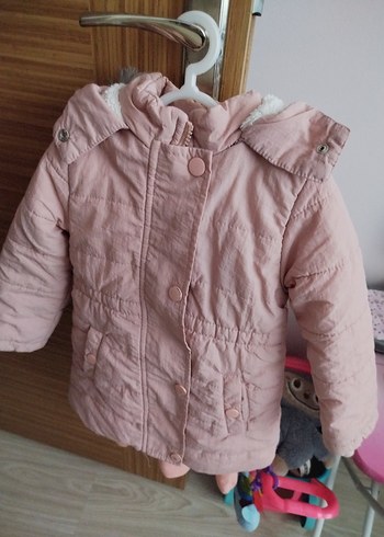 Düğmeli Pembe Kız Çocuk Mont - Görsel 2