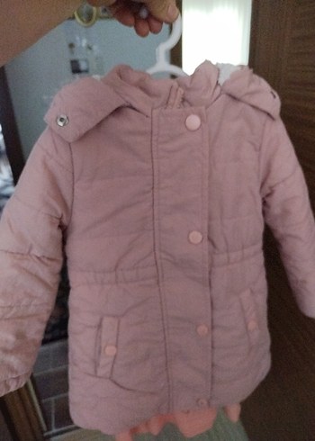 Düğmeli Pembe Kız Çocuk Mont - Görsel 5