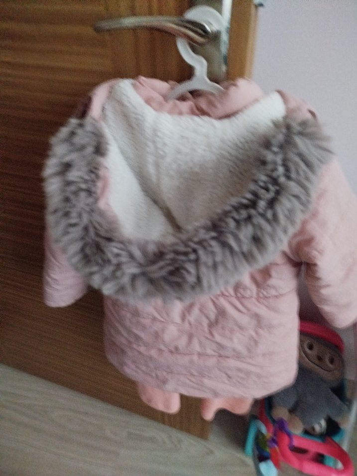 Düğmeli Pembe Kız Çocuk Mont - Görsel 3