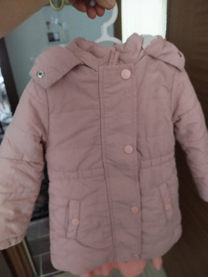 Düğmeli Pembe Kız Çocuk Mont - Görsel 4