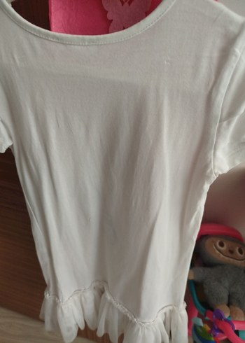 Kız Çocuk Beyaz Kısa Kollu elbise - Görsel 4