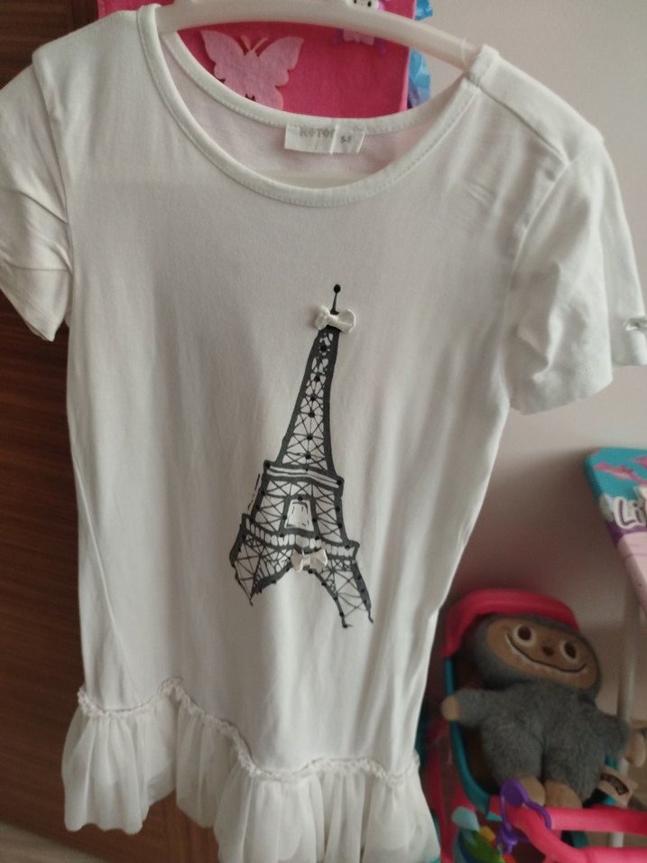 Kız Çocuk Beyaz Kısa Kollu elbise - Görsel 2