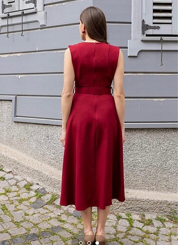 s Beden Bordo elbise