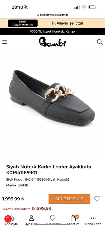 37 Beden Bambi siyah zincirli loafer