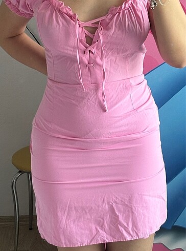 m Beden pembe Renk PEMBE ELBİSE