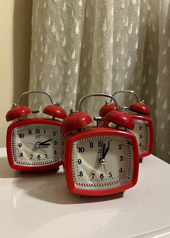  VİNTAGE ALARM ! 3 Adet Canlı Kırmızı Çift Zilli Saat SETİ! - Görsel 3