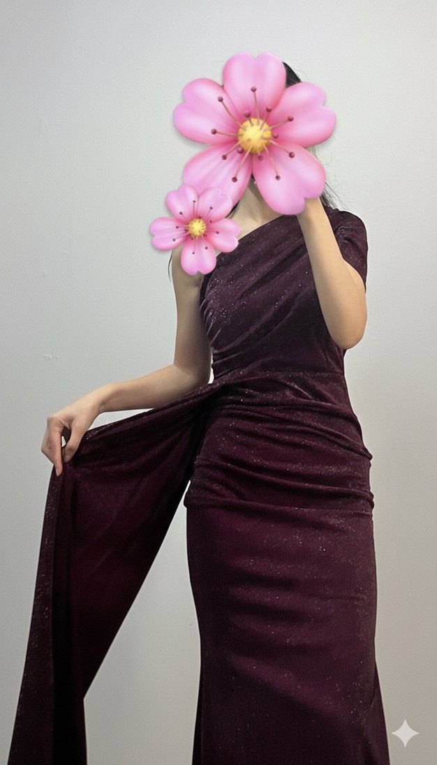 Mor Drapeli Uzun Kuyruklu Abiye Elbise - Görsel 3