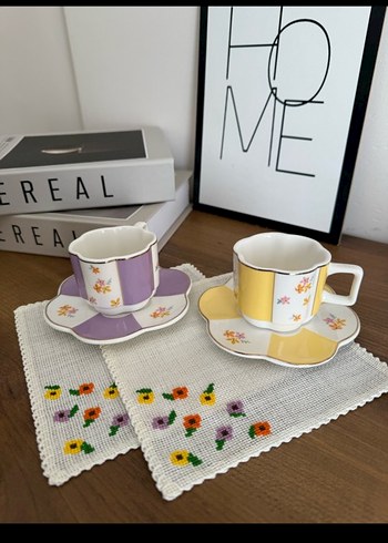 Lc Waikiki Home Pastel Renkli Çiçek Desenli fincan uyumlu peçete