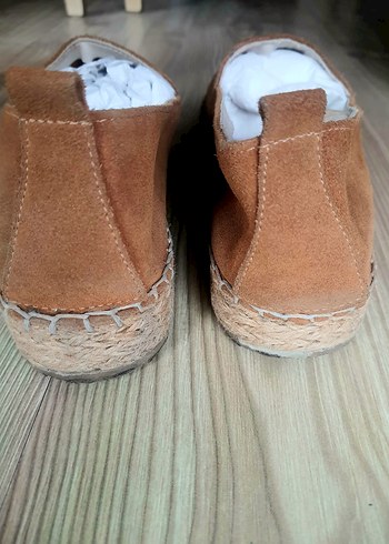 37 Beden Kahverengi Süet Dolgu Topuklu Kadın Espadril