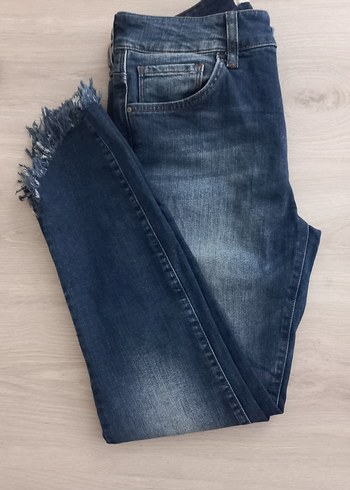 Püsküllü Lacivert Kadın Denim Pantolon